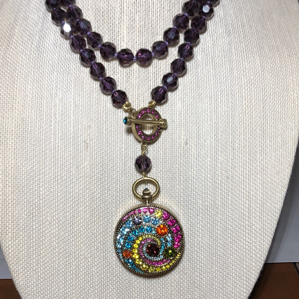 Heidi Daus Purple Multi-Color Spiral Pendant Necklace